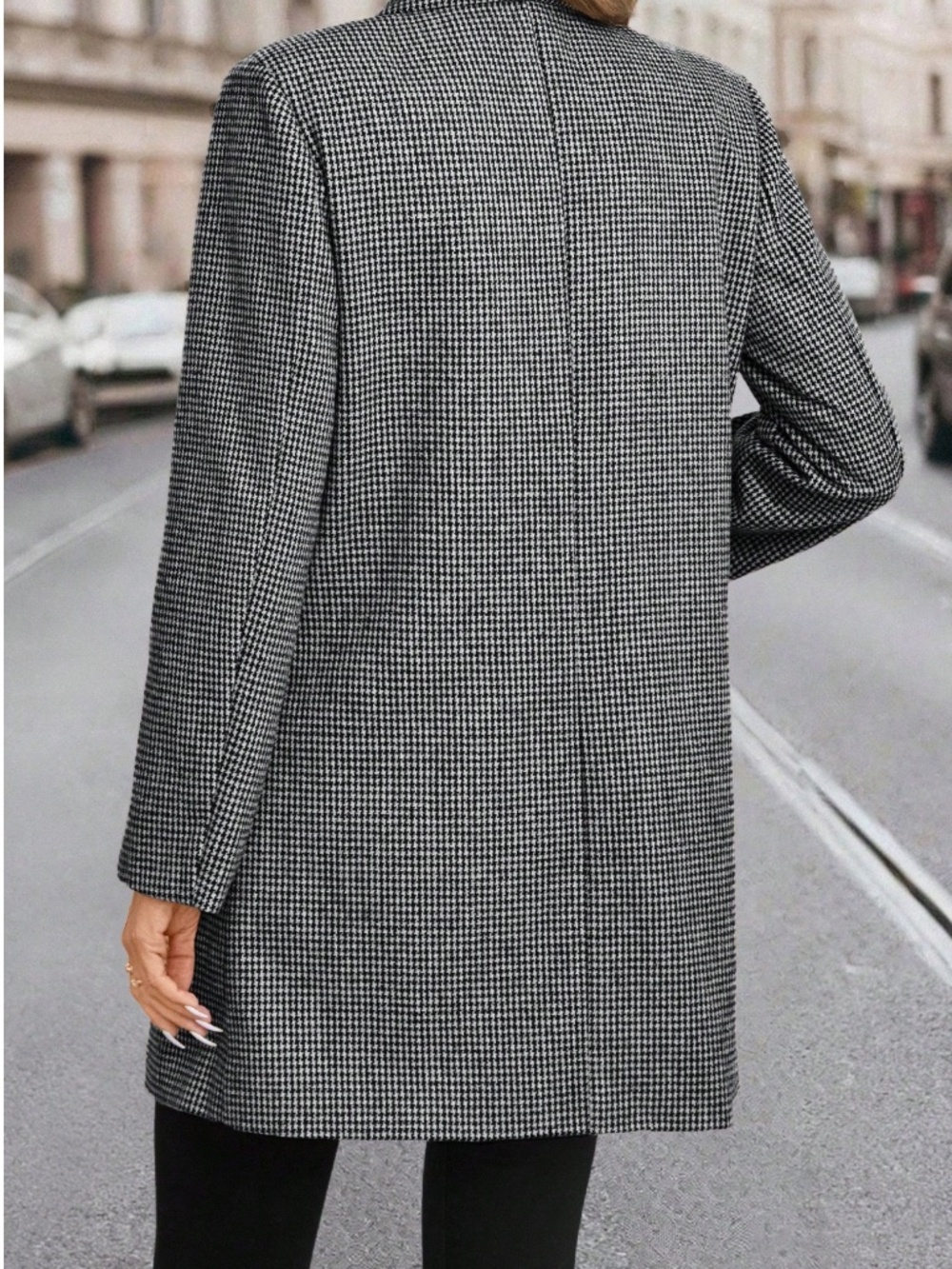 Classic Plaid Print Double Breasted Pockets Jacket Coat - Picture 4 of 4